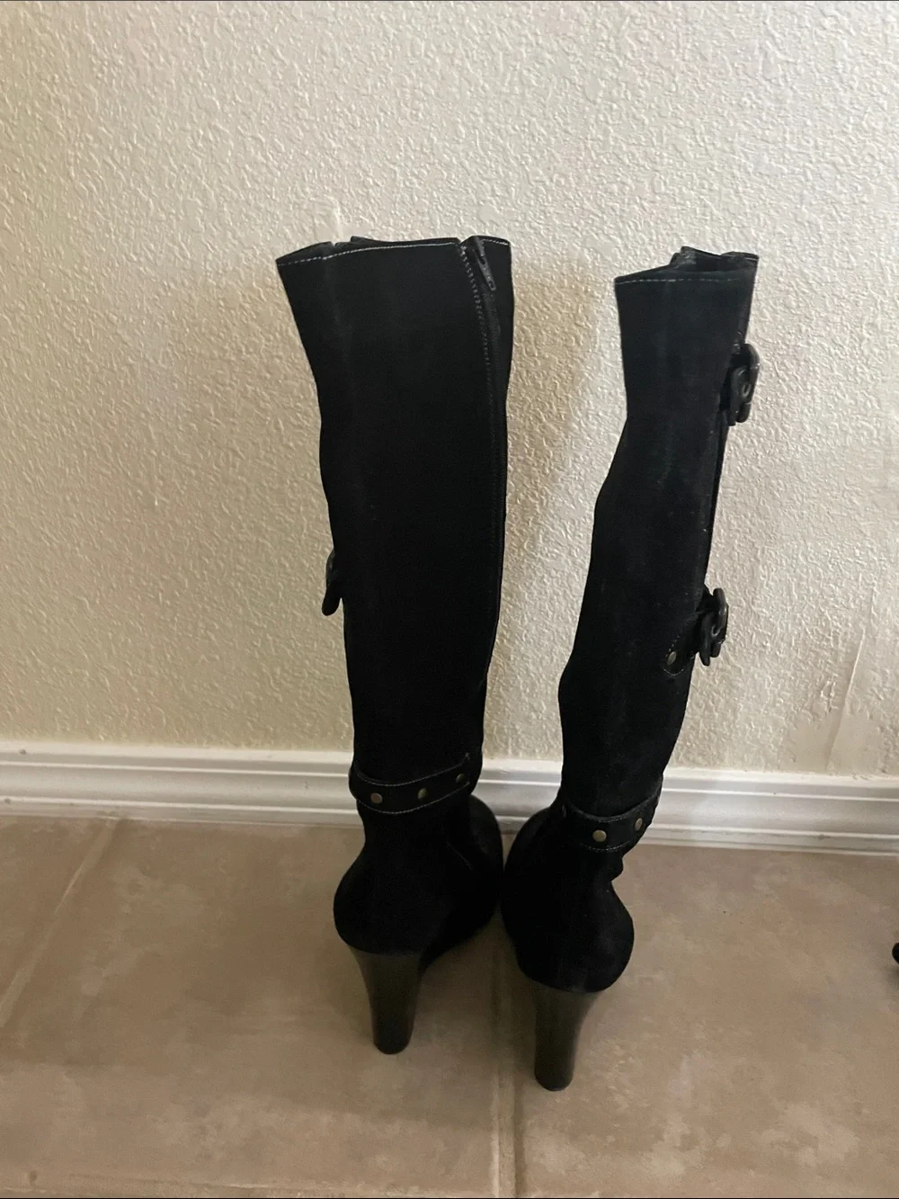 Via Spiga Black Over-the-Knee Suede Boots